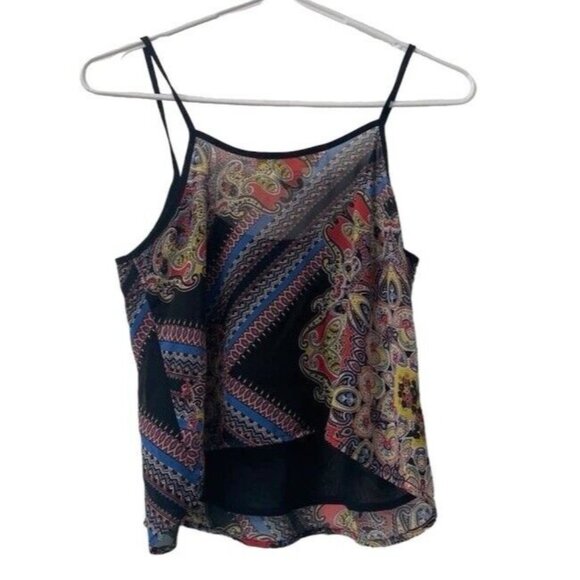 Sans Souci Tank Top Size XS Semi-sheer geometric print‎ Festival Colorful - Picture 2 of 8